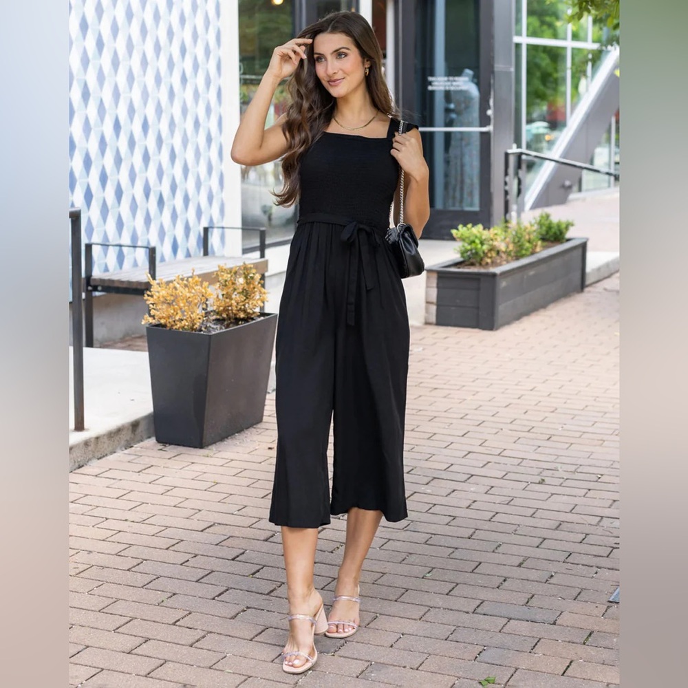 Grace & Lace Black Cropped Jumpsuit